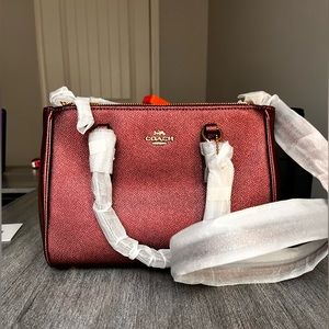 Coach “ Mini Surrey Metallic Wine “ Purse/Crossbody